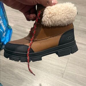 UGG Tan and Black Shearling Boots